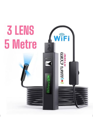 3 Lensli Wifi Yılan Kamera 5 Metre