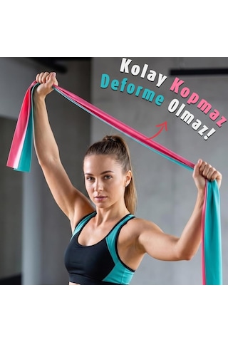 Hsport Pilates Direnç Lastiği 3 Adet Dayanıklı 1 Metre Hafif Orta Sert Fitness Yoga Esneme Bandı Çok Renkli