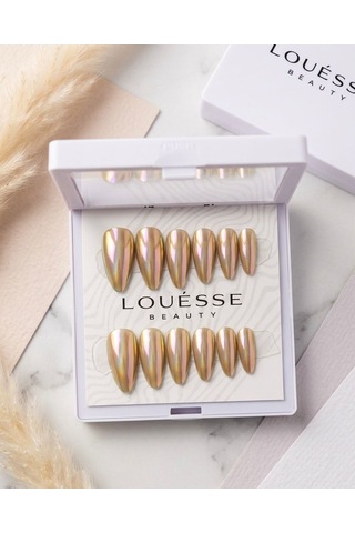 Louésse Golden Mirror Takma Tırnak 12 Li Gold Ayna Efektli Parlak Nail Set