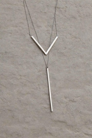 Çift Zincir 925 Ayar Gümüş Kolye-1529