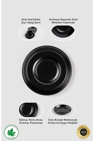 Lin Metal 12 li Metal Çay Tabağı