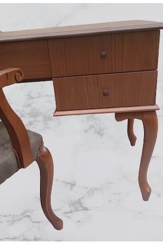 Çalışma Masa Büyük Model Kayın Aslan Ayak Berjer Koltuk 5 Çekmece El Yapımı Ceviz