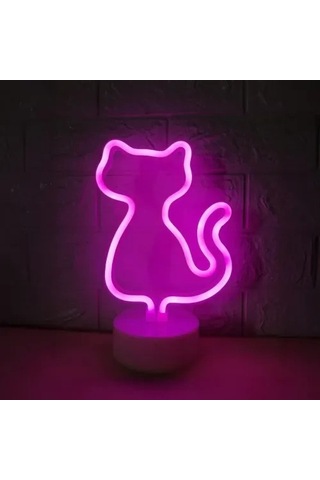 Hubrendy Emin Neon Kedi Masa Gece Lambası Pembe Işık 16022316