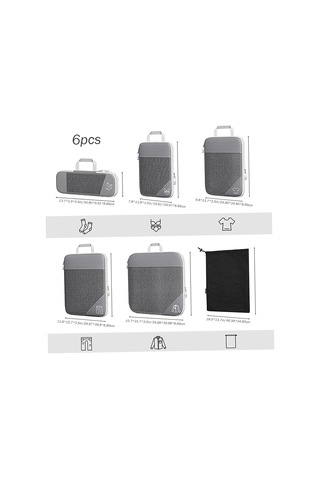 Geekyou 6'lı Gri Seyahat Sıkıştırma Kutuları - Genişletilebilir, Mesh Design, Çanta Ve Ev İçin Kıyafet Organizatörü