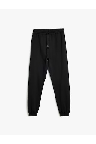 Koton Jogger Eşofman Altı Cepli Beli Bağlamalı Üç İplik Siyah 5wak40066ek Siyah