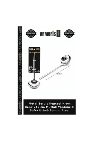 Metal Servis Kepçesi Krom Renk 245 Cm Mutfak Yardımcısı Sofra Ürünü Sunum Aracı
