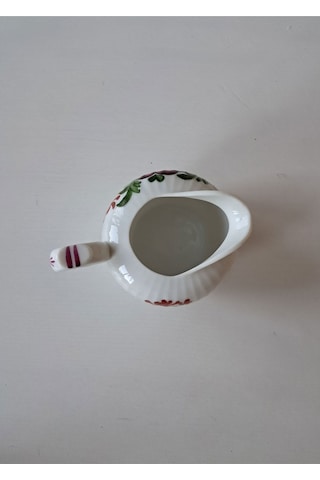 Handgemalt Alman Antika Çiçek Figürlü Antika Porselen Sütlük Çok Renkli