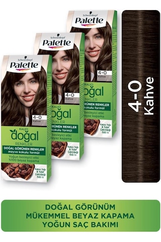 Palette Kalıcı Doğal Renkler Saç Boyası 4 - 0 Kahve X 3 Adet