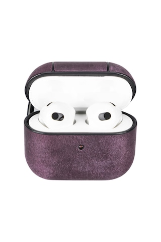 Apple Uyumlu AirPods 3.nesil Deri Kılıf Juni Aa7 Mor Mor