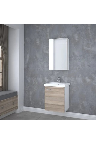 Denko Terra 50 Cm Alize Banyo Dolabı Takımı Kahverengi