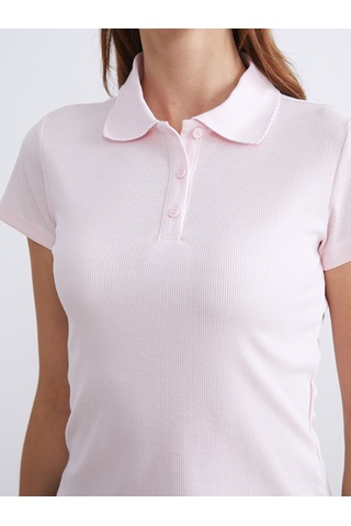 Lcw Everyday Pembe Polo Yaka Kadın Tişört