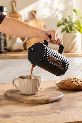 Porsima Smartpan Bv093 French Press Paslanmaz Çelik Süzgeçli Cam Bitki Çayı Demliği Kahve Presi - 1000 Ml Siyah