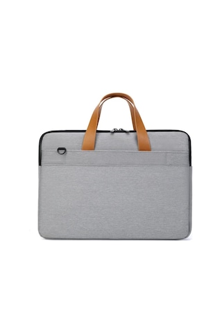 Gri Şık Laptop Çantası, Minimalist Laptop Çantası, İç Astar, iPad Uyumlu Tablet Laptop Çantası, Çok Fonksiyonlu Çanta