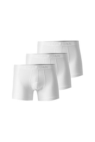 Josejuan 3'Lü Erkek Boxer Koton Likralı Bel Yazılı Lastik 1011-3'Lü Beyaz