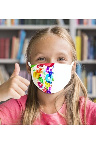 20 Adet Yıkanabilir Beyaz Çocuk Maske-3