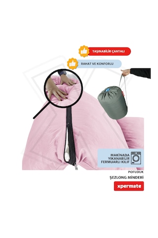 Xpermate Pofuduk Şezlong Minderi 60x180x12cm Su İtici, Pembe