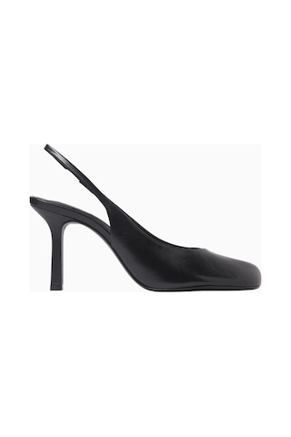 Schutz Brigitte 96 Siyah Nappa Deri Elastik Bantlı, Lüks Slingback Yüksek Topuklu Ayakkabı