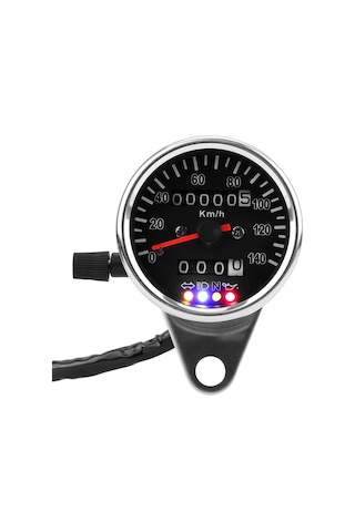 Ranyeek 12v Motorlar İçin Vintage Kralcı Motosikletler İçin Led Li Çift Sayaçlı 140kmh Gümüş Kasa Universal Kilometre Saati