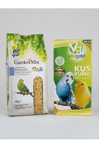 Muhabbet Kuşu Yemi 400 Gr Soyulmuş Darılar Yem & Vitagold Premium Kuş Kumu 300 Gr Sindirim Düzenleyici Kuş Kumu