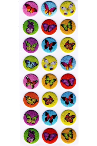 Sticker Kabartmalı Stiker Defter, Planlayıcı Kelebek Yuvarlak Cb416 16x7 Cm