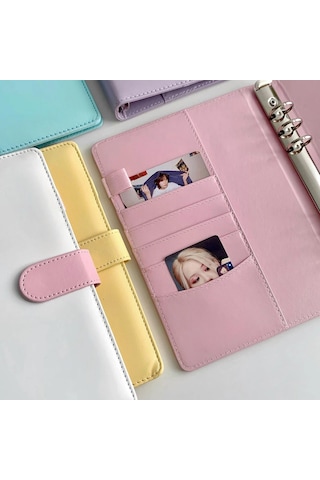 Pembe A5 Pu Deri Şeker Renk Bağlayıcı Fotoğraf Kartları Sevimli Gevşek Yapraklı Idol Kpop Albümü Fotoğraf Depolama Kitap Dergisi Kapağı Okul Kırtasiye