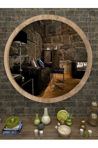 Antik Çam 50 Cm Duvar Banyo Holl Wc Aynası Atlantik Çam