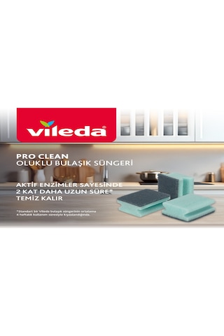Vileda 2 Paket 3lü Pro Clean Düz Bulaşık Süngeri Vld0000000461
