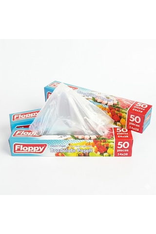 Şeylişeyler - Floppy Orta Boy Kilitsiz Buzdolabı Poşeti 24x38 Cm 50'li 1 Paket