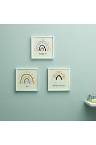 Odasına Özel Minimal Gökkuşağı Tasarımlı Çerçeve - 20x20 Cm Yeniden Kullanılabilir Yapışkanlı