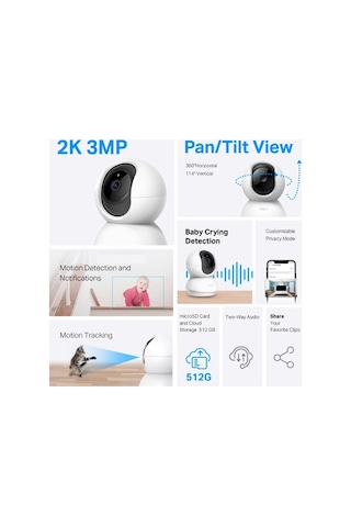 Tp-lınk 3mp Tapo C210 Akıllı Güvenlik Bebek Kamerası Wlan Kablosuz