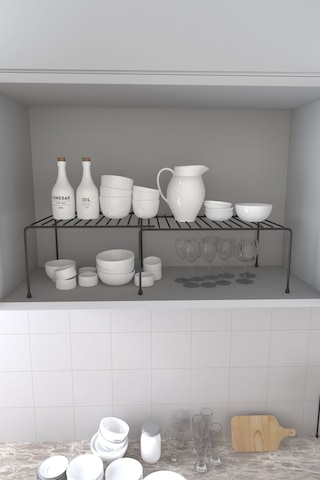 Eva Metal Tasarim Genişletilebilir Raf Ayarlanabilir Dolap Içi Düzenleyici Mutfak Düzenleyici Banyo Düzenleyici Siyah