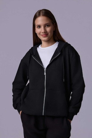 Defys Defy S Kadın Oversize Kapüşonlu Fermuarlı Cepli Sweatshirt Siyah - 527346818 Siyah