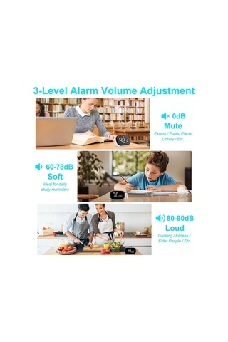 Xindoker Beyaz Dijital Zamanlayıcı - Mutfak Pişirme Geri Sayımı İçin Sessiz Ayar Özelliği