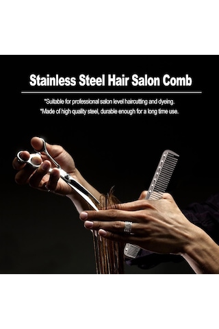 Shineyee Masaj Ve Saç Uzatma İçin 2'li Çelik Tarak - İnce Ve Geniş Dişli, Ergonomik Tasarım, Gümüş Renk