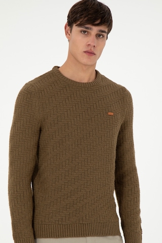 U.S. Polo Assn. Erkek Slim Fit Bisiklet Yaka Haki Kazak 50297050-VR027