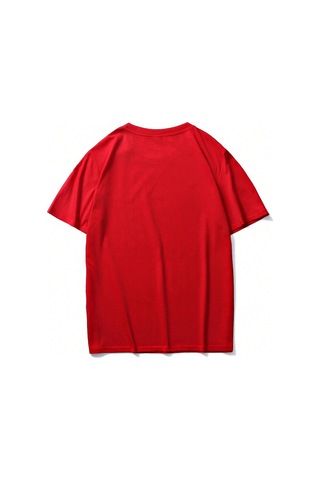 Üçgen Dağ T-shirt - Kırmızı Baskılı Oversize Bisiklet Yaka Kısa Kol Tişört Kırmızı