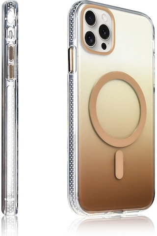Techaks Apple Uyumlu iPhone 14 Pro Max Kılıf M-safe Şarj Özellikli Transparan Renk Geçişli Tchs Toros Kapak - Mor Mor