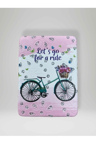 Işıltılı Bisiklet Temalı Çift Taraflı Cep Çanta Makyaj El Aynası 6cm X 9,5cm Kod:3