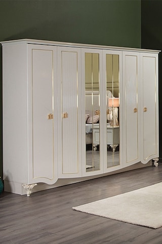 Modalife Hürrem Aynalı 6 Kapaklı Gardırop Inci