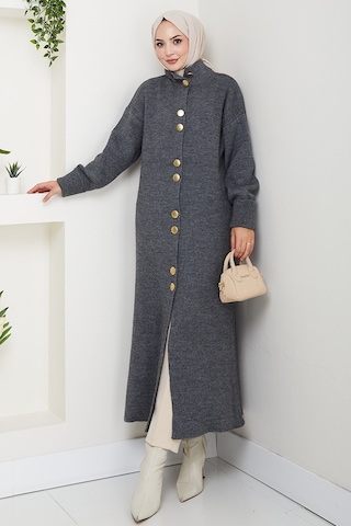 Reha Düğmeli Triko Hırka 1603 - Antrasit Antrasit
