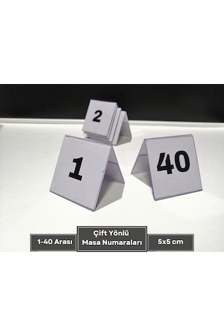 Şeffaf Etiket Pvc İsimlik Masa Numaraları Çift Yön 1-40 Arası Ayaklı Numaralar