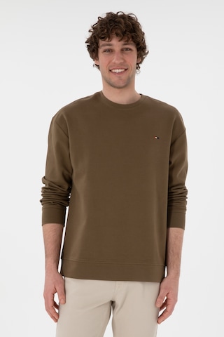 U.S. Polo Assn. Erkek Comfort Fit Bisiklet Yaka Haki İnce Sweatshirt 50309858-VR027