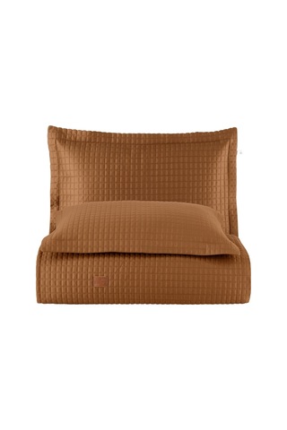 Elegante %100 Pamuk Saten Yatak Örtüsü Seti Hardal Bej