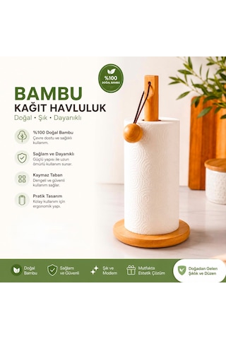 Top Detaylı Ahşap Kağıthane Havluluk Bambu