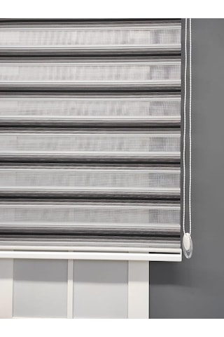 Siyah Gri Geçişli Zebra Stor 200x200 Çok Renkli