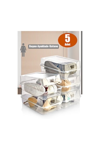 5'li Set Kadın Ayakkabı Saklama Kutusu