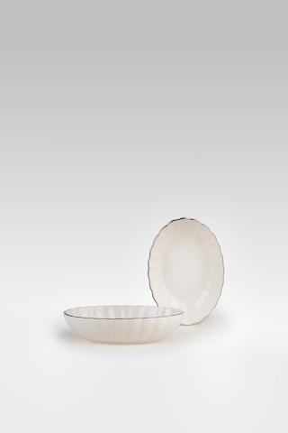 Kütahya Porselen Bone Luz Form Oval Kase Platin File 4 Parça 15cm Bnlzf15okss2220 Krem