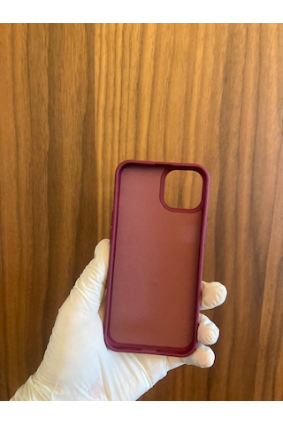 Apple iPhone Uyumlu 13/14 Leopar Baskılı İçi Kadife Silikon Telefon Kılıfı Bordo
