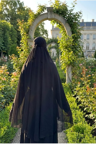 Polo Craft Lüks Uzun Şifon Malezya Khimar - Zarif Ve Konforlu Tesettür Giyim siyah