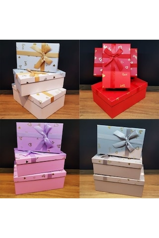 Dikdörtgen Hediye Kutusu 3 Lü Set